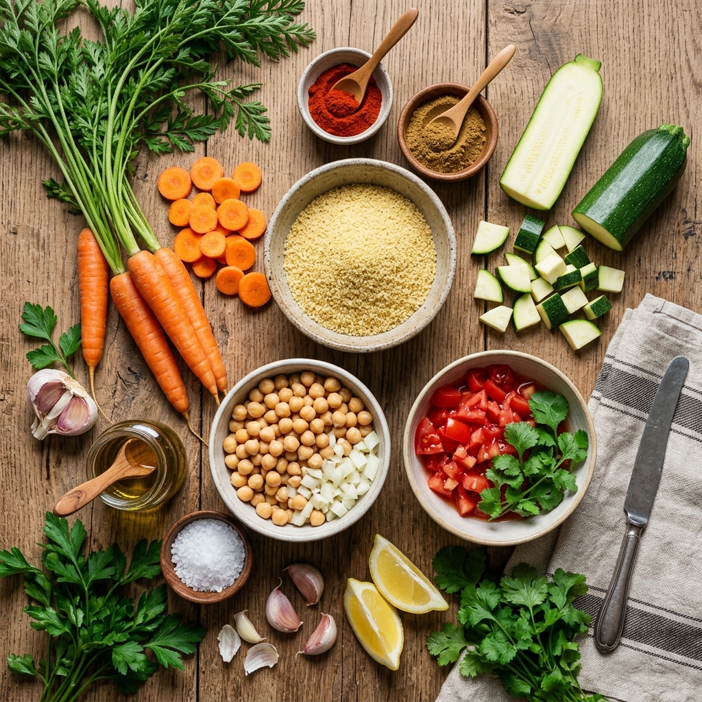 Ingrédients frais pour couscous